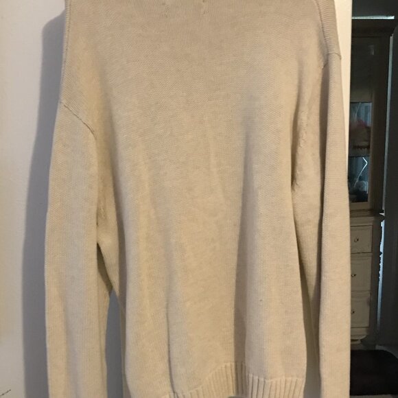 Ralph Lauren Chaps L/G men's half zip sweater, tan/cream colored. 100% cotton. - Picture 6 of 16